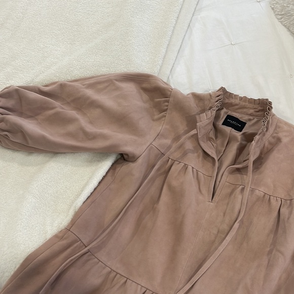 SELECTED FEMME BLUSH LEATHER DRESS - Picture 4 of 6